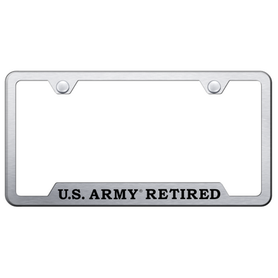 U.S. Army Retired Notched License Plate Frame - Brushed