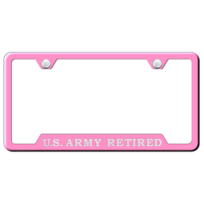 U.S. Army Retired Notched License Plate Frame - Pink