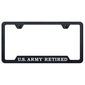 U.S. Army Retired Notched License Plate Frame - Rugged Black