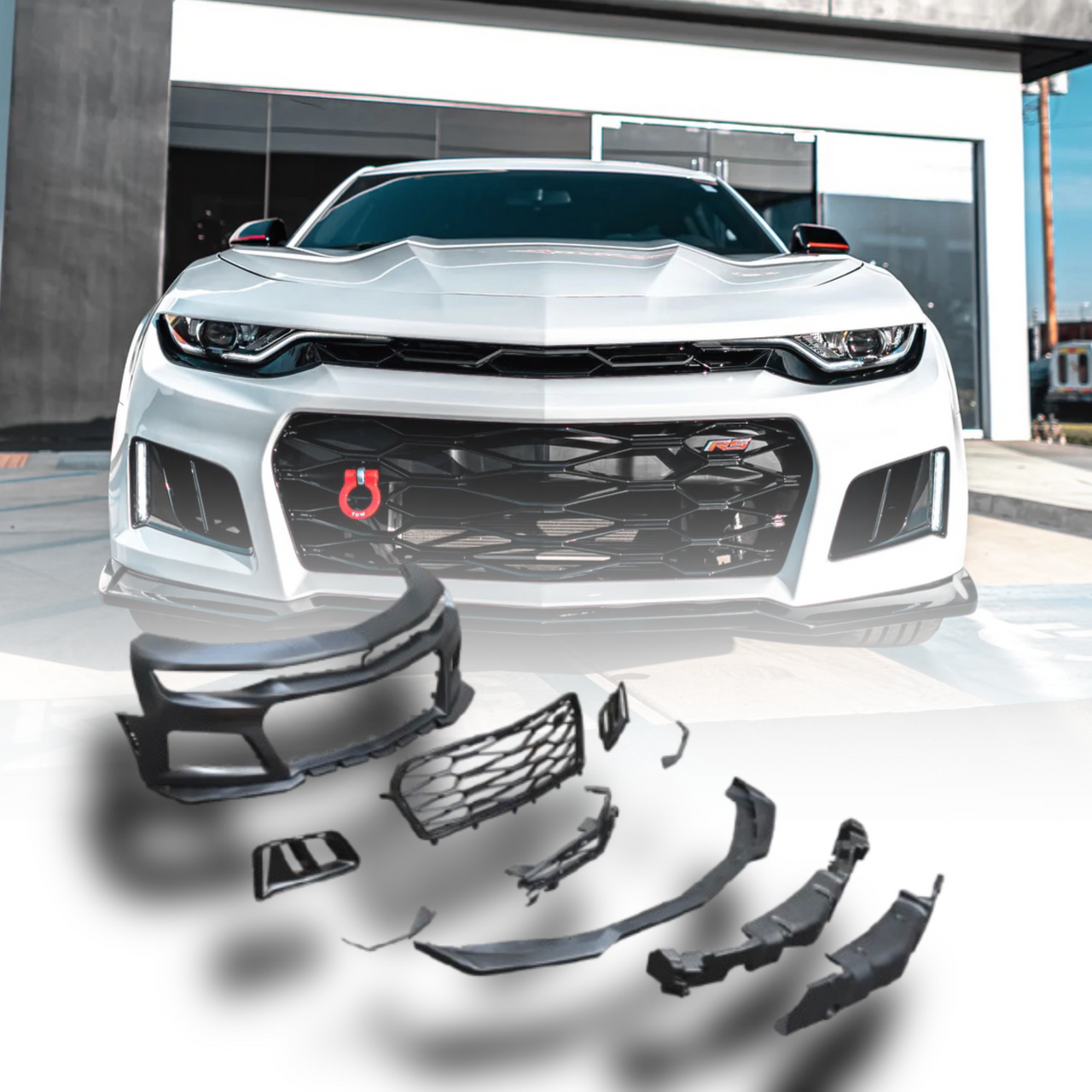 2019-2024 Chevy Camaro ZL1 Front Bumper Conversion 9pcs Full Kit for RS Headlights