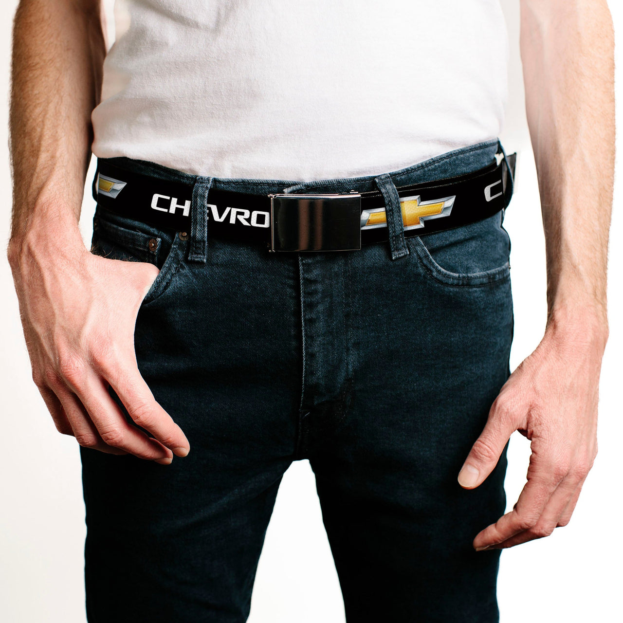 Chevrolet Bowtie Black & Gold Web Belt