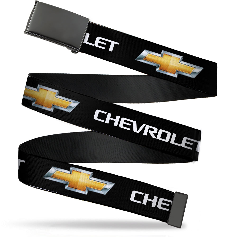 Chevrolet Bowtie Black & Gold Web Belt