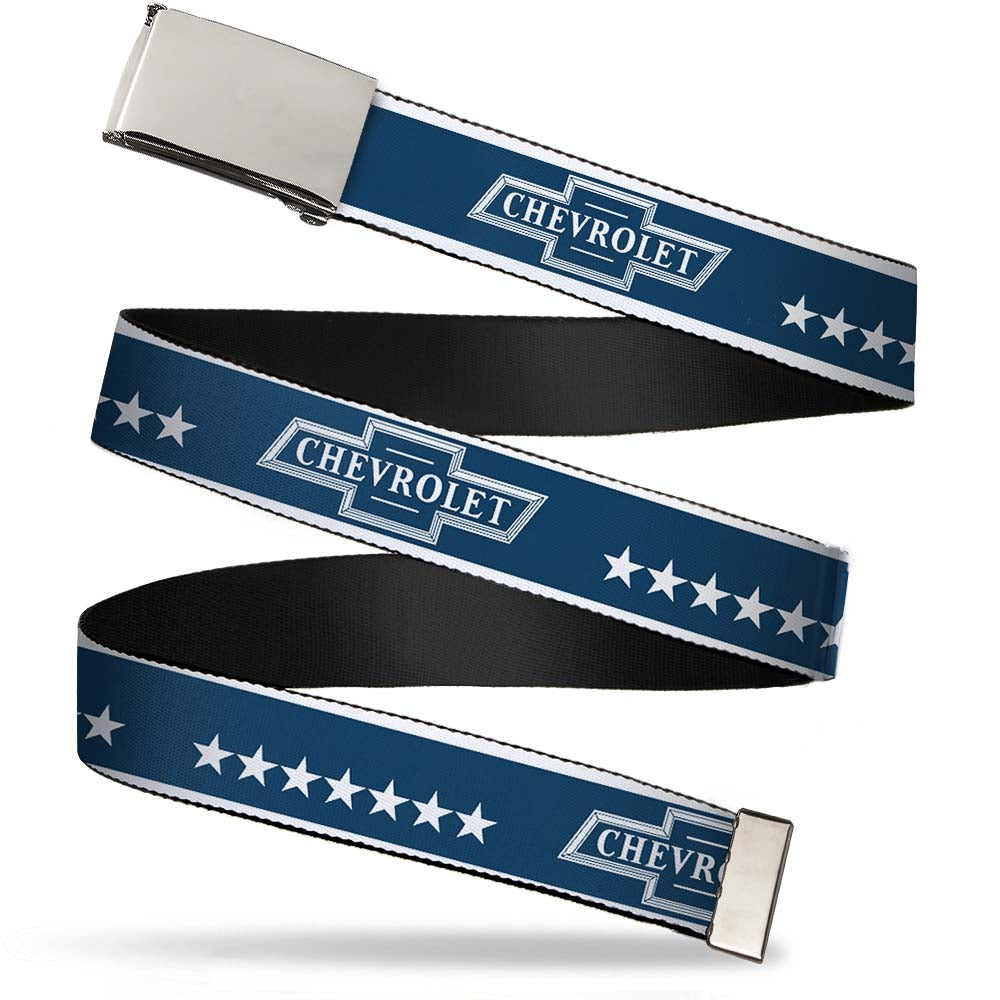 Chevrolet Bowtie Stars Blue & White Web Belt