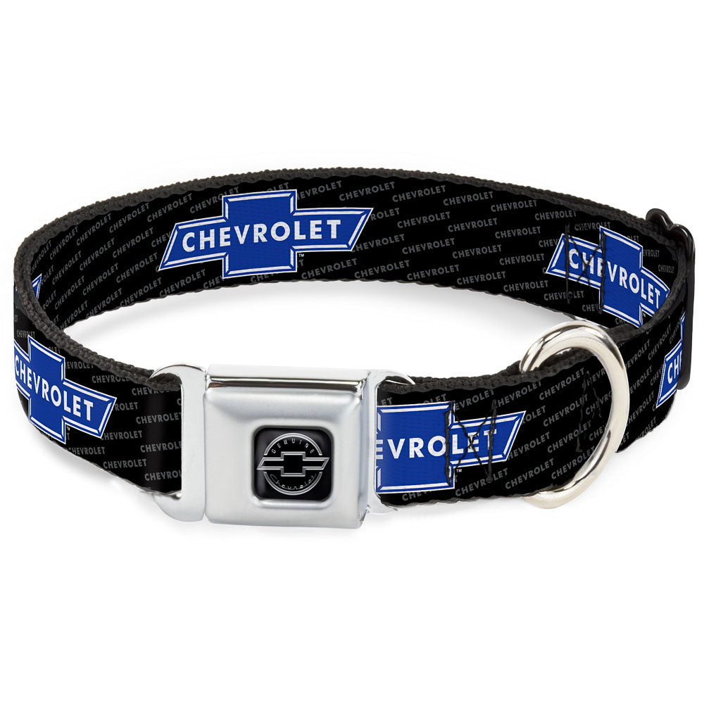 Chevy Bowtie Black & Blue Seatbelt Buckle Collar