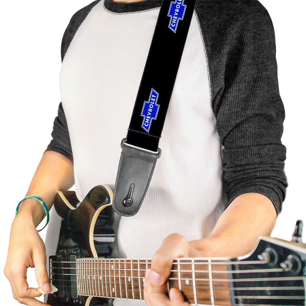 Chevy Bowtie Logo Black & Blue Guitar Strap