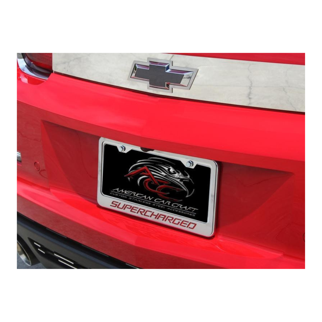 Camaro License Plate Frame with "Supercharged" Lettering