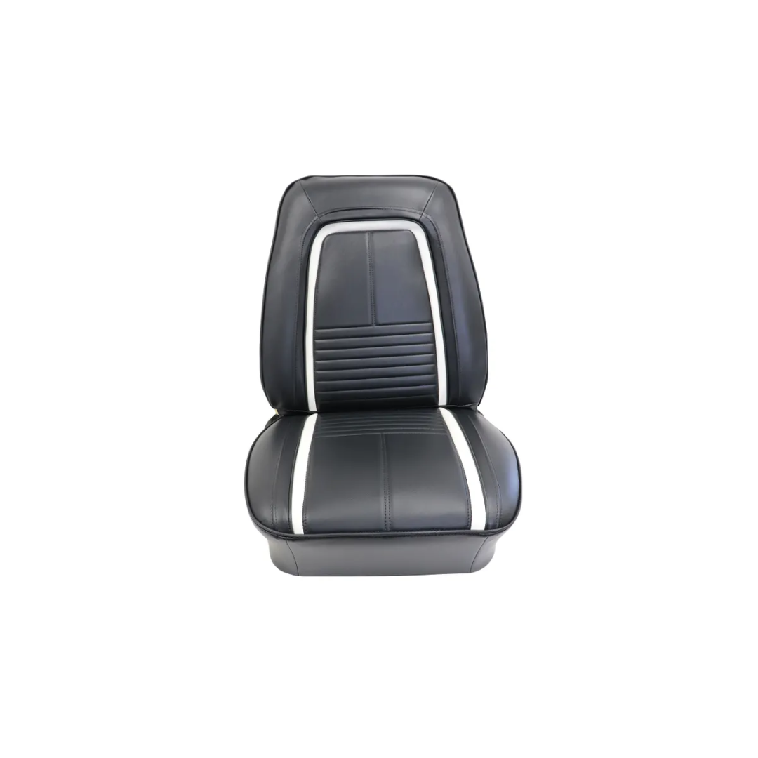 1967 Premium Stitched Vinyl Seat Covers - Deluxe Interior Front Buckets - Black/White - CA