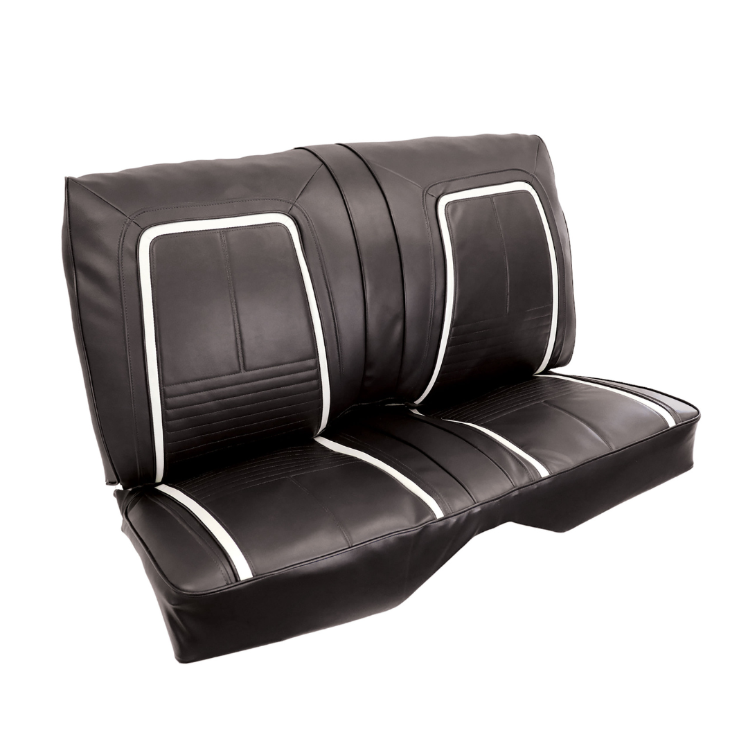 1967 Premium Stitched Vinyl Seat Covers - Deluxe Interior Rear - Black/White - CA