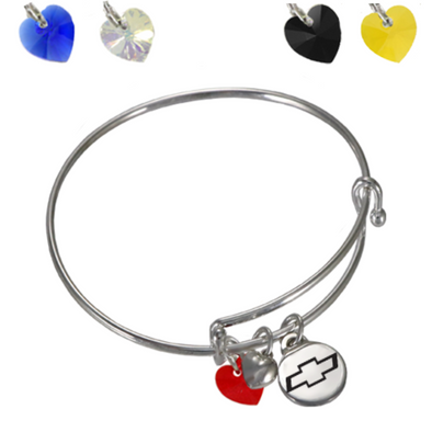 Chevy Bowtie Emblem & Crystal Charm Bracelet