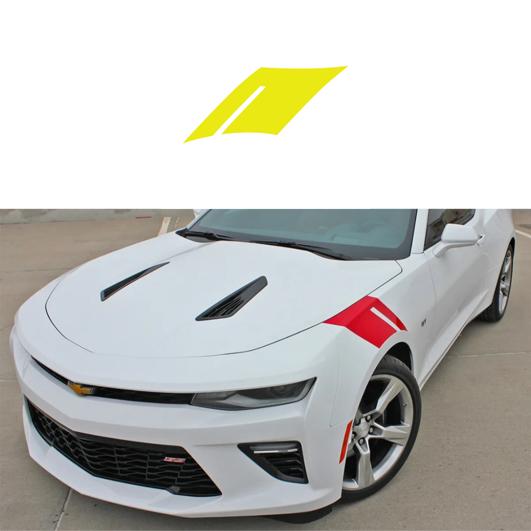 2016-2023 Chevrolet Camaro Fender Accent Hash Stripe Decal - Gloss Yellow - Passenger Side Only - CA