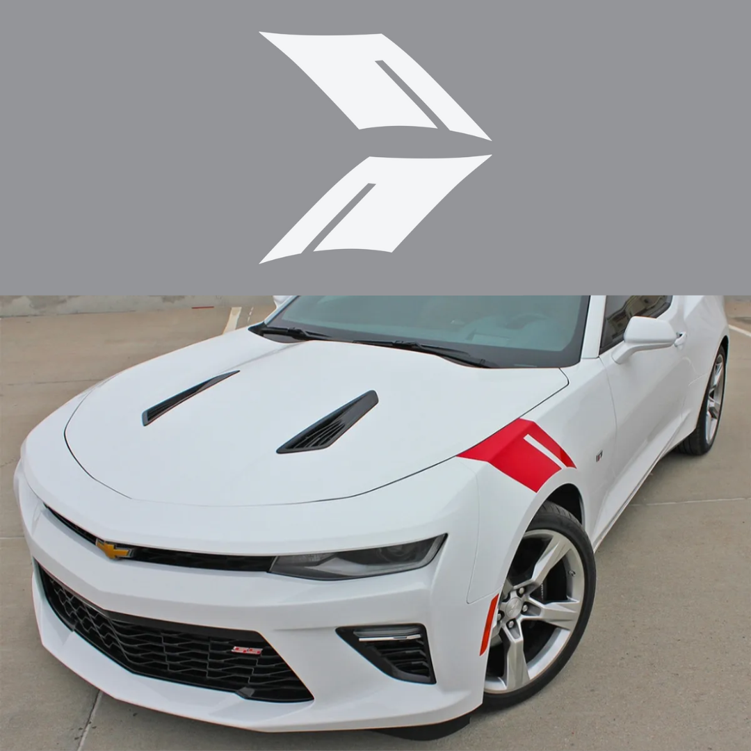 2016-2023 Chevrolet Camaro Fender Accent Hash Stripe Decal - Matte White - Left & Right Side - CA