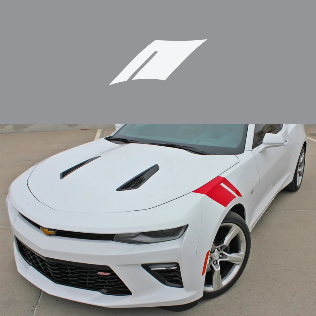 2016-2023 Chevrolet Camaro Fender Accent Hash Stripe Decal - Matte White - Passenger Side Only - CA