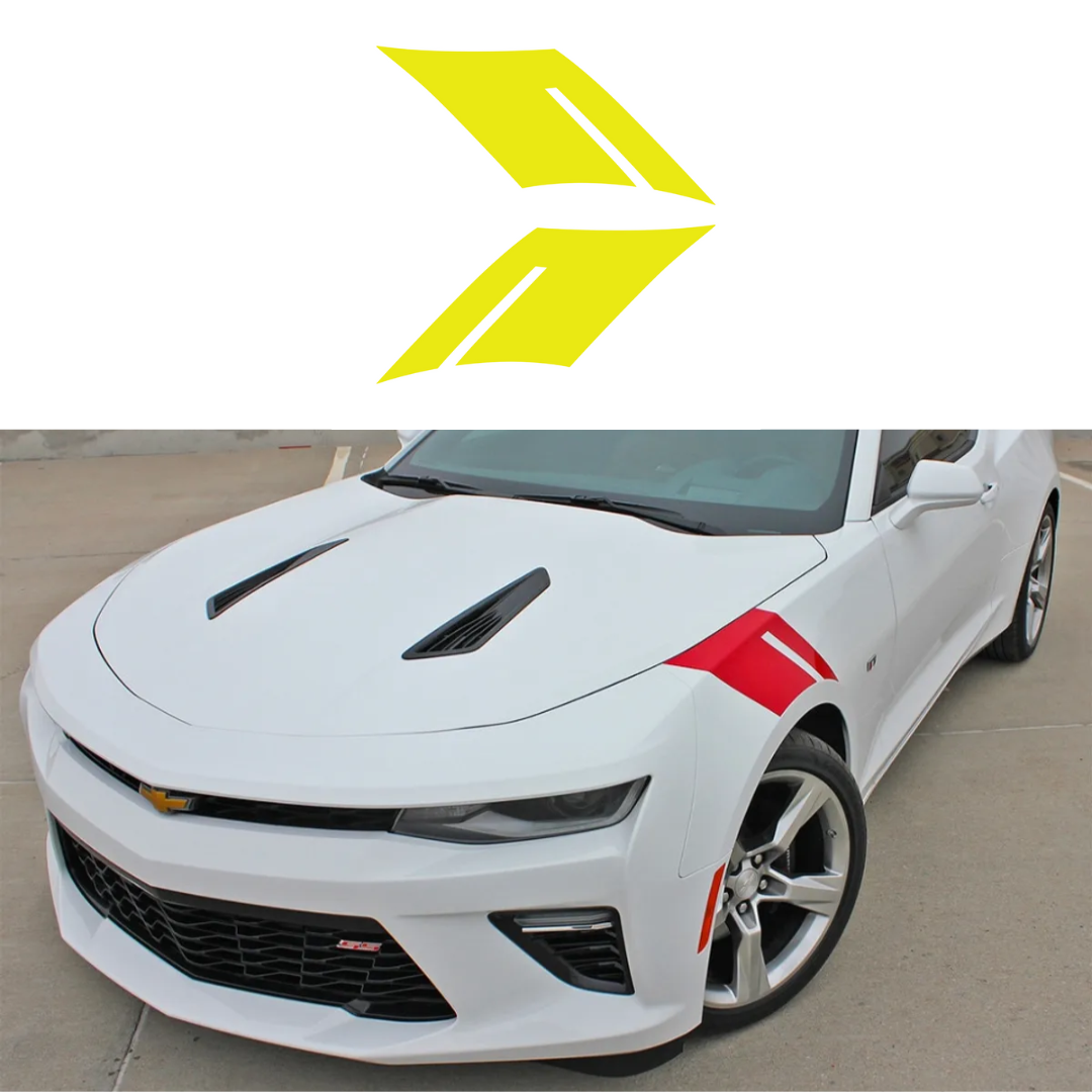 2016-2023 Chevrolet Camaro Fender Accent Hash Stripe Decal - Gloss Yellow - Left & Right Side - CA