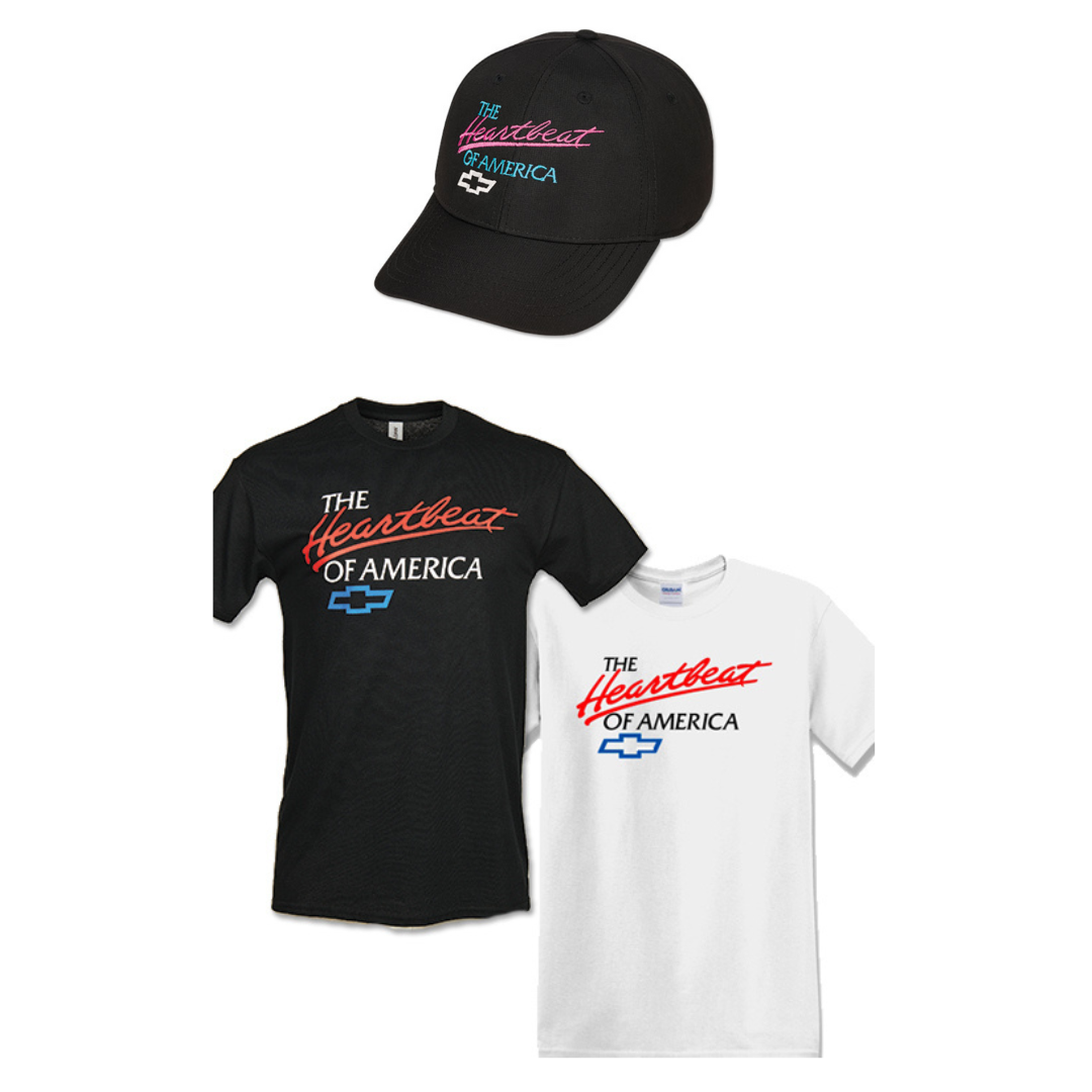 Retro Chevrolet Heartbeat of America T-Shirt & Hat Bundle