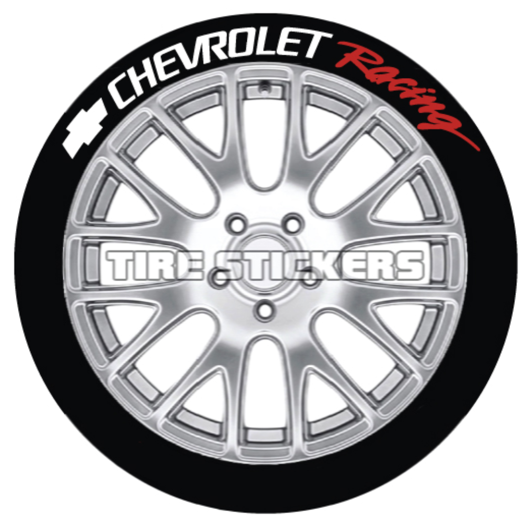 Chevrolet Racing Tire Stickers - 4 of each - 19"-21" - 1.25"