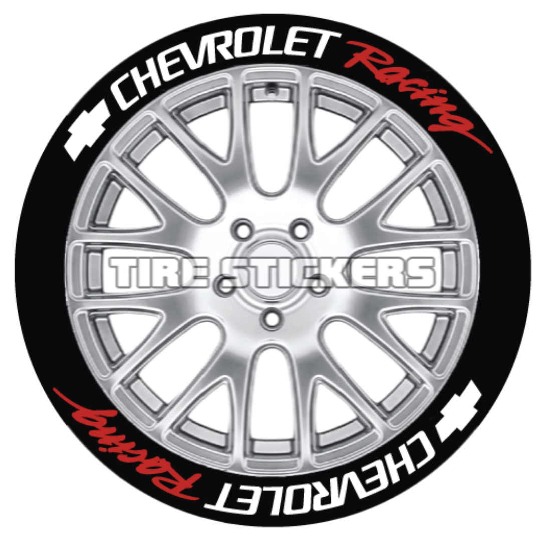 Chevrolet Racing Tire Stickers - 8 of each - 19"-21" - .75"