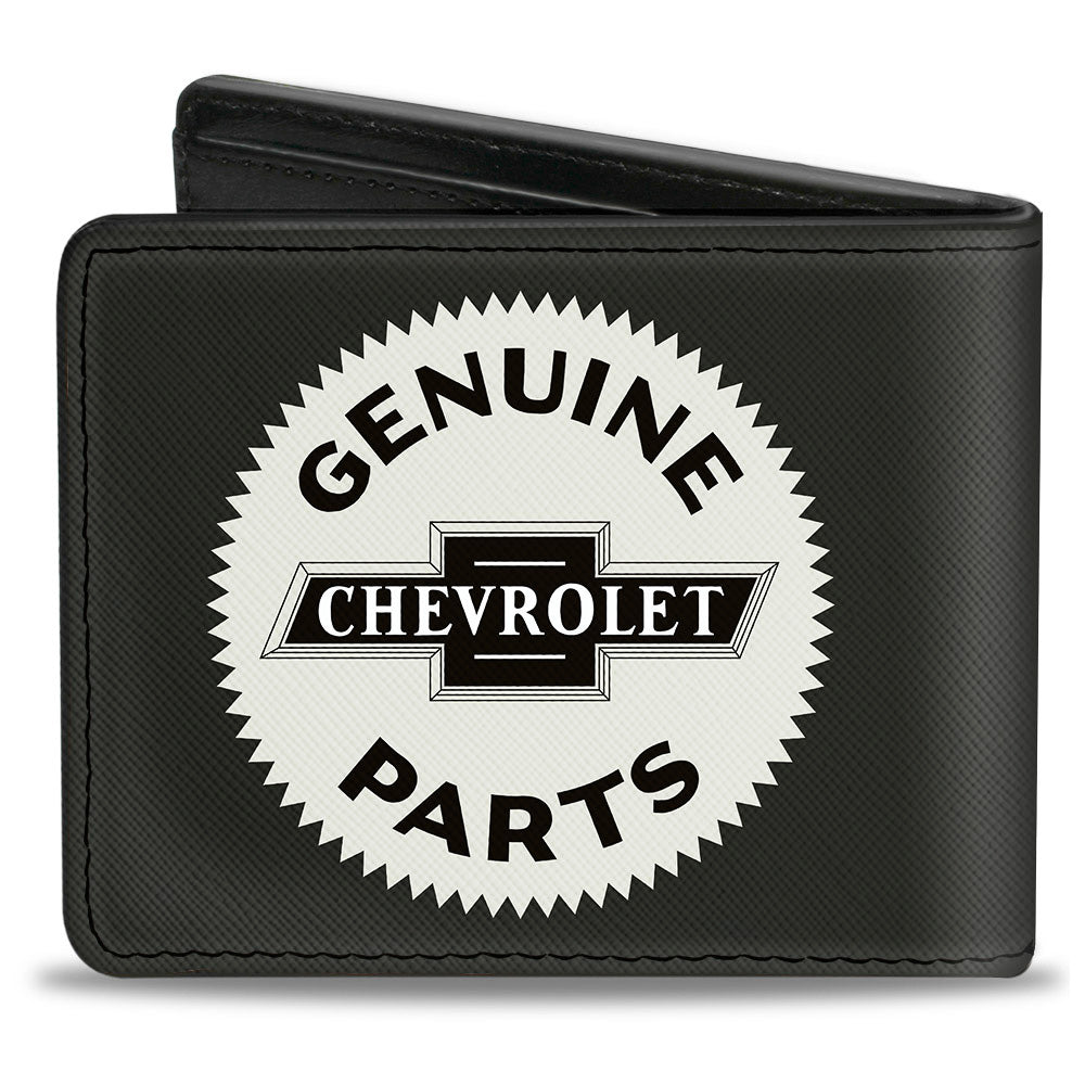 1920 Genuine Chevrolet Parts Seal Charcoal & Tan Leather Bi-Fold Wallet