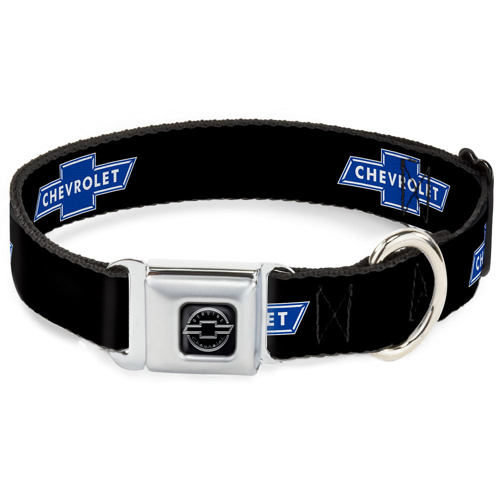 Chevy Bowtie Black & Silver Seatbelt Buckle Collar