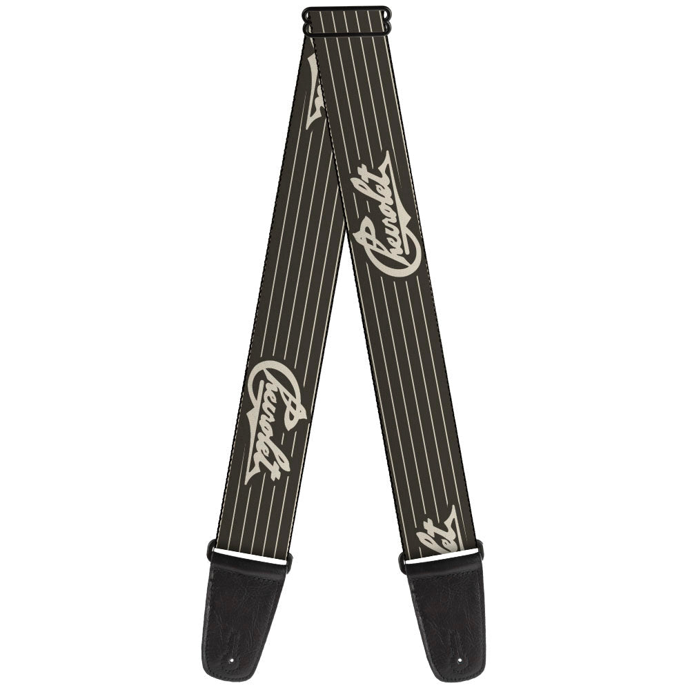 Chevrolet Heritage Script w/ Stripes Charcoal & Tan Guitar Strap