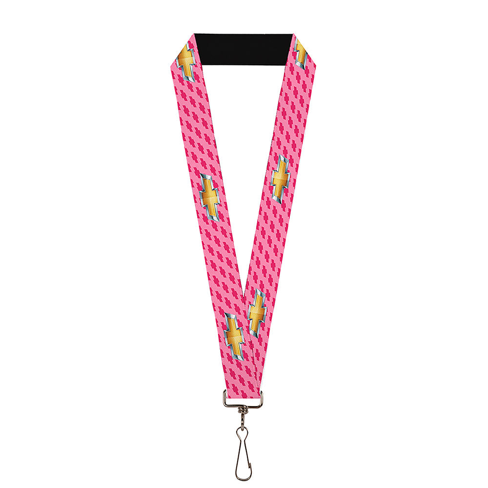 Chevy Gold Bowtie with Logo Pink Lanyard - 1.0"