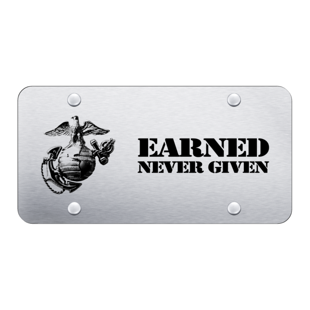 earned-never-given-license-plate-laser-etched-brushed