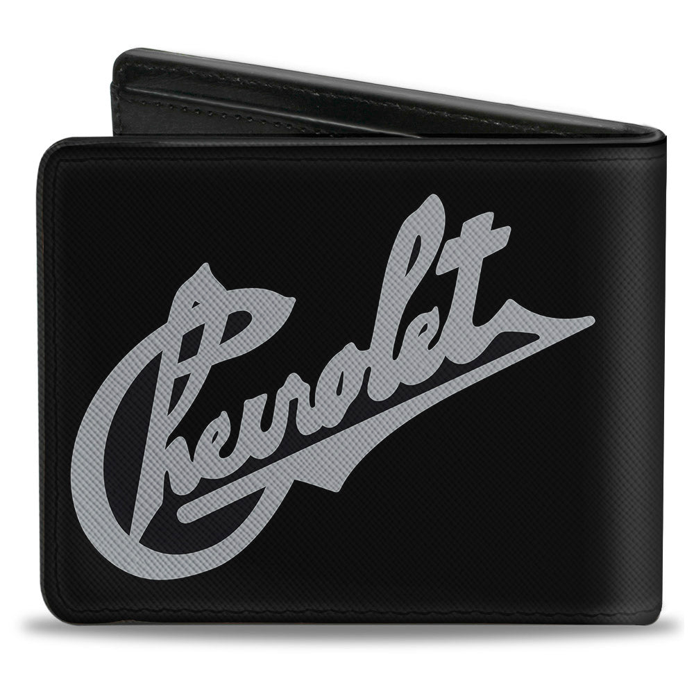 Chevrolet Heritage Script Slant Black & Tan Bi-Fold Wallet