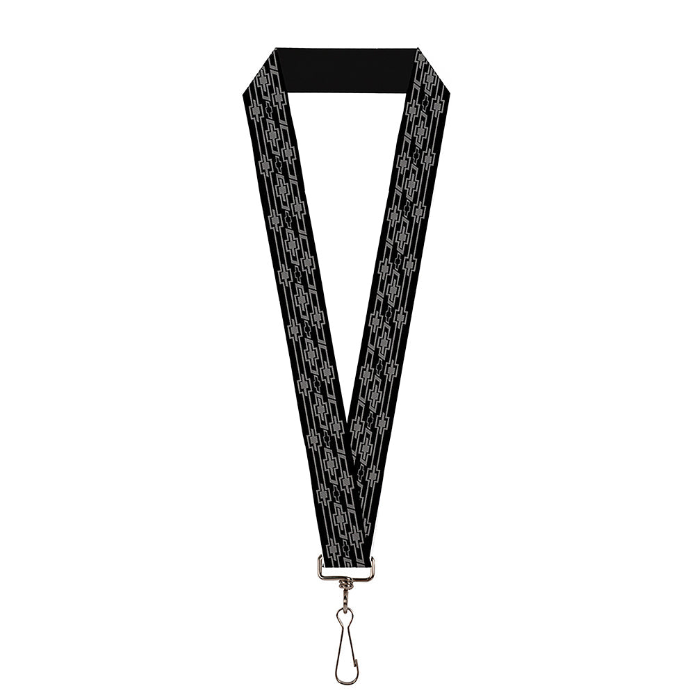 Retro Chevy Bowtie Monogram Black & Gray Lanyard - 1.0"