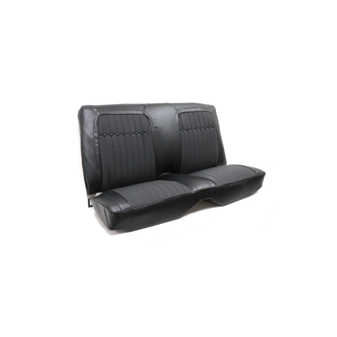 First Generation 1969 Leather Seat Cover Set - Deluxe Interior Rear Coupe Fixed Back - Black