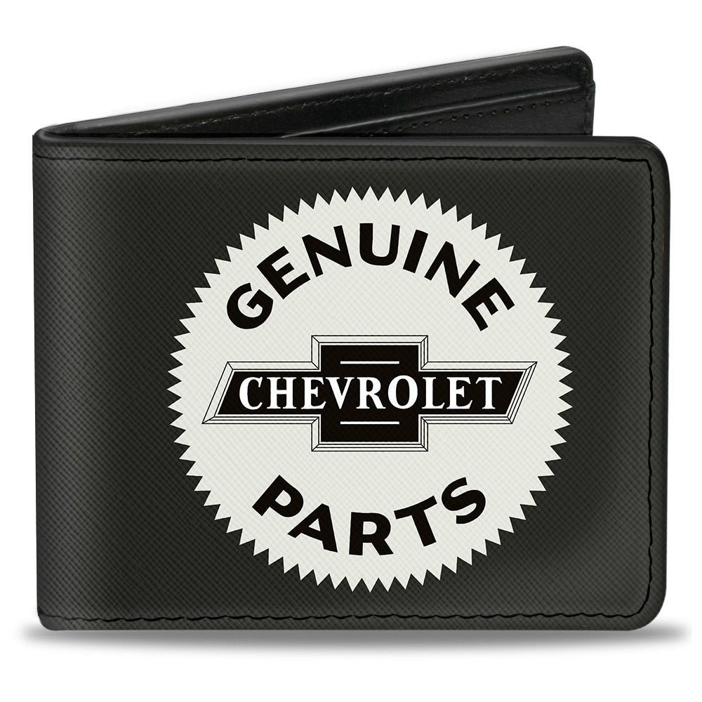 1920 Genuine Chevrolet Parts Seal Charcoal & Tan Leather Bi-Fold Wallet