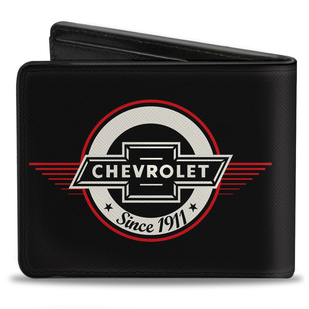 Retro Chevy Bowtie Since 1911 Black Red & Ivory Bi-Fold Wallet