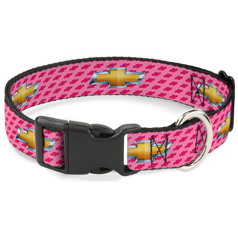 Chevy Gold Bowtie Logo Pink Plastic Clip Collar