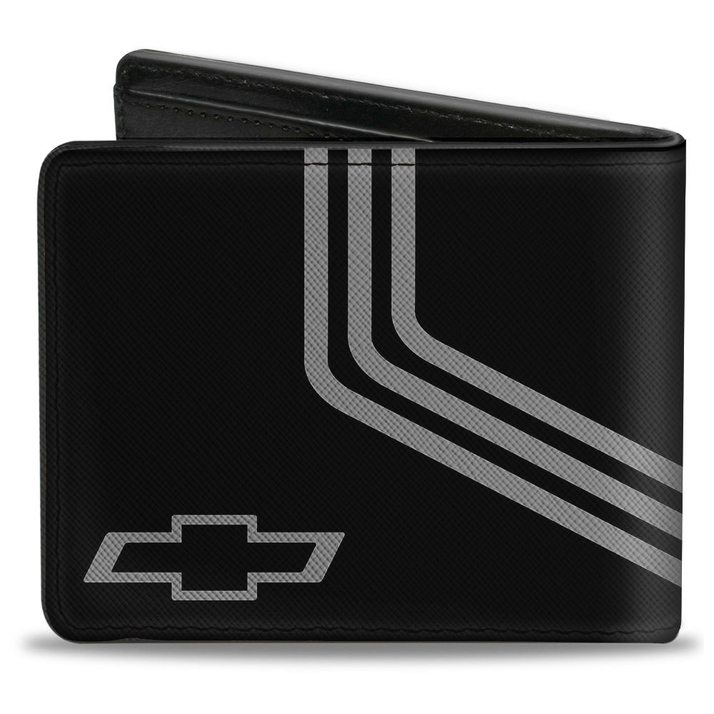 Chevrolet Bowtie 3-Stripe Black & Charcoal Bi-Fold Wallet