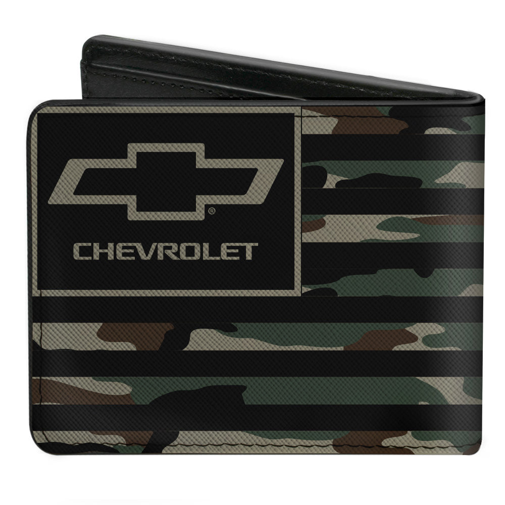 Chevrolet Bowtie American Flag Weathered Camo Bi-Fold Wallet