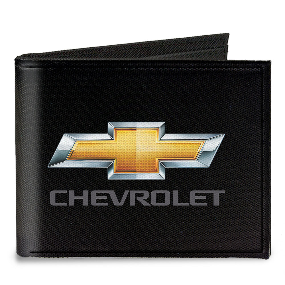 Chevy Bowtie Black & Gold Canvas Bi-Fold Wallet