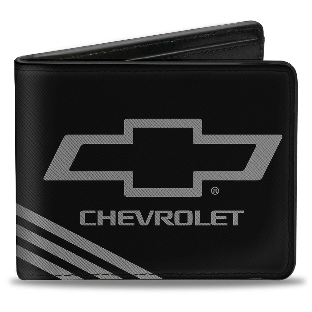 Chevrolet Bowtie 3-Stripe Black & Charcoal Bi-Fold Wallet