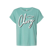 Ladies Script Chevy Bowtie T-Shirt – Washed Saltwater