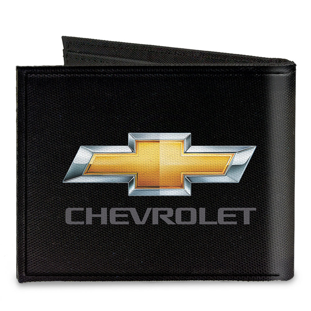 Chevy Bowtie Black & Gold Canvas Bi-Fold Wallet