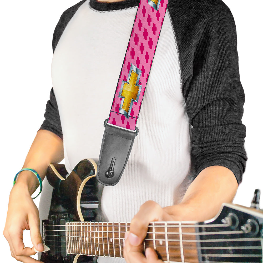 Chevy Gold Bowtie w/  Logo Pink Guitar Strap