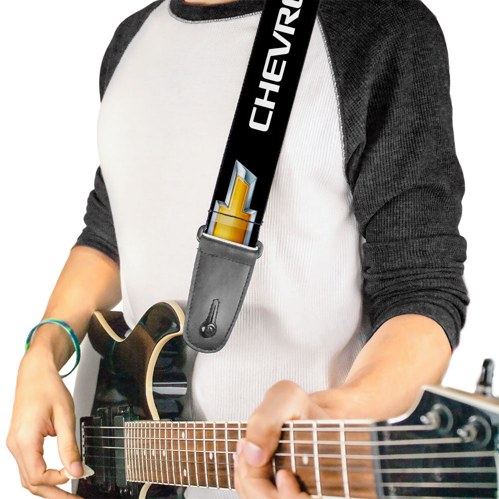 Chevy Bowtie Black & Gold Logo Guitar Strap