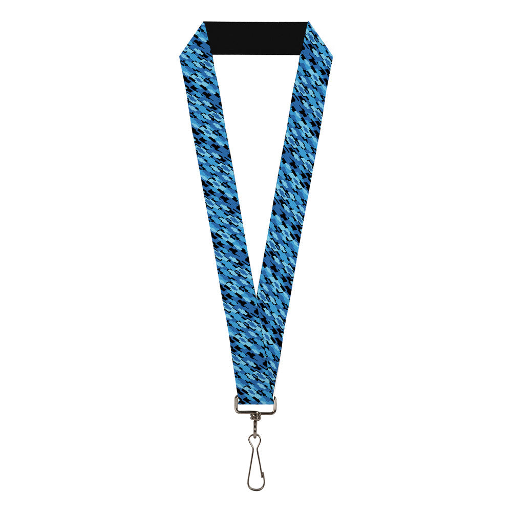 Diagonal Retro Chevy Bowtie Stacked Black & Blue Lanyard - 1.0" -