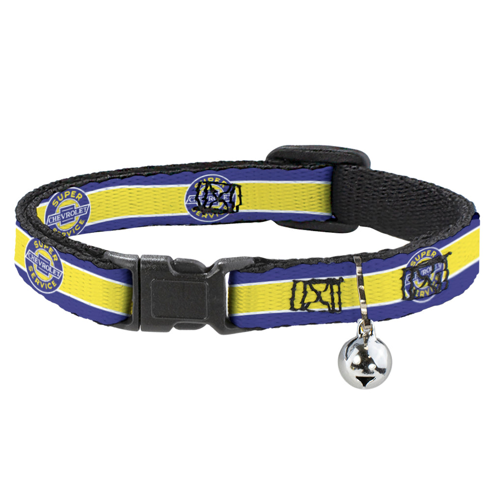 Chevrolet Super Service Logo Stripe Blue & Yellow Breakaway Cat Collar