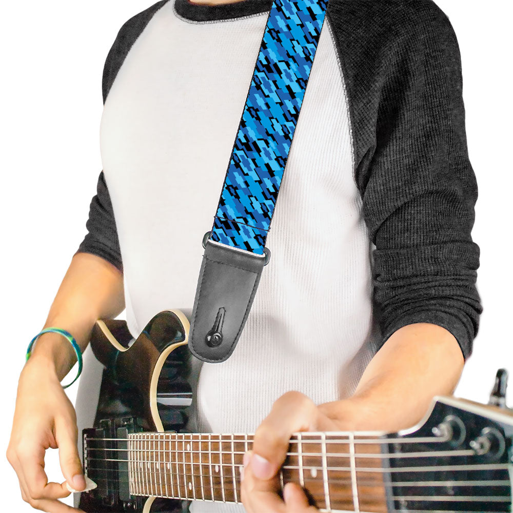 Diagonal Retro Chevy Bowtie Stacked Black Blues Guitar Strap