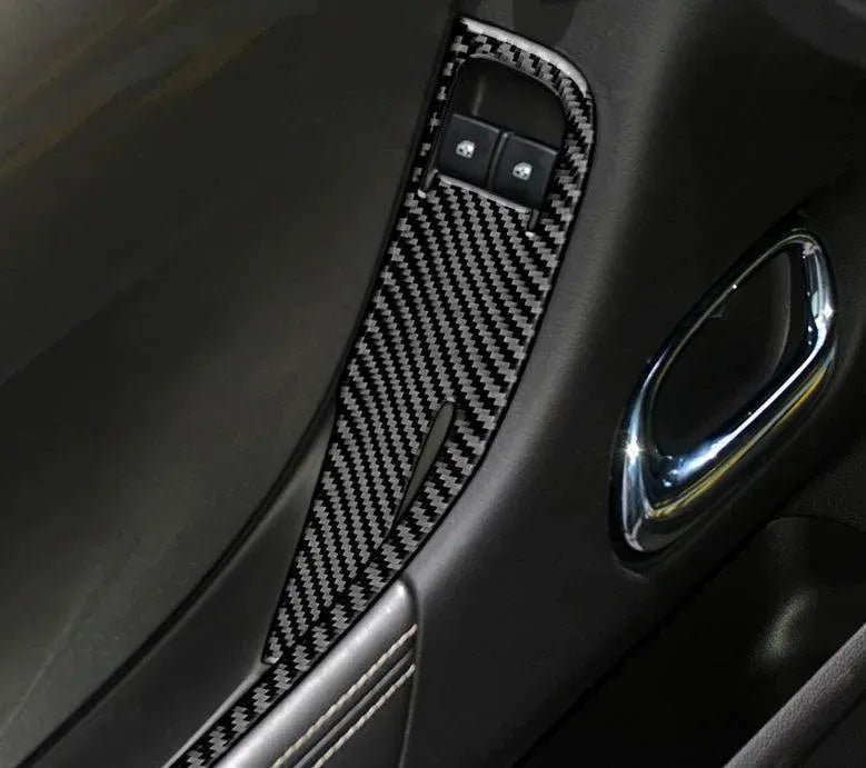 [Set] Carbon Fiber Door Window Switch Panel Overlay for Chevrolet Camaro 2010-2015