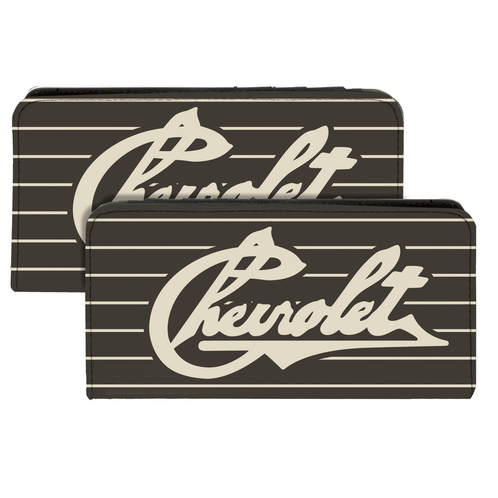 Chevrolet Heritage Script w/ Stripes Charcoal & Tan Canvas Snap Wallet