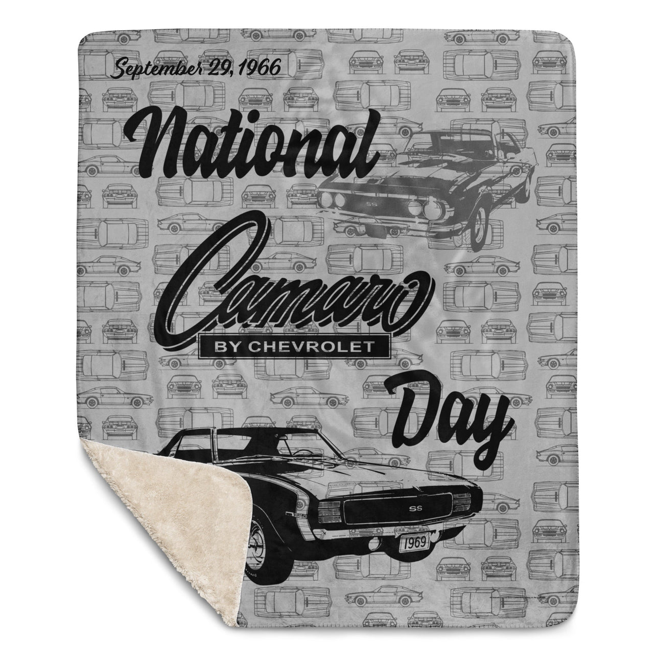 National Chevy Camaro Day Grey Sherpa Blanket, Limited Edition Collectible, Only 66 To Be Made