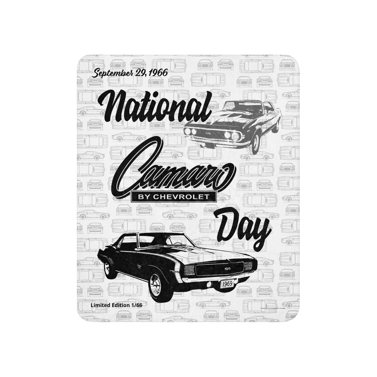 National Chevy Camaro Day White Sherpa Blanket, Limited Edition Collectible, Only 66 To Be Made