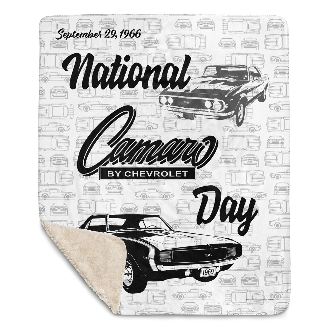 National Chevy Camaro Day White Sherpa Blanket, Limited Edition Collectible, Only 66 To Be Made