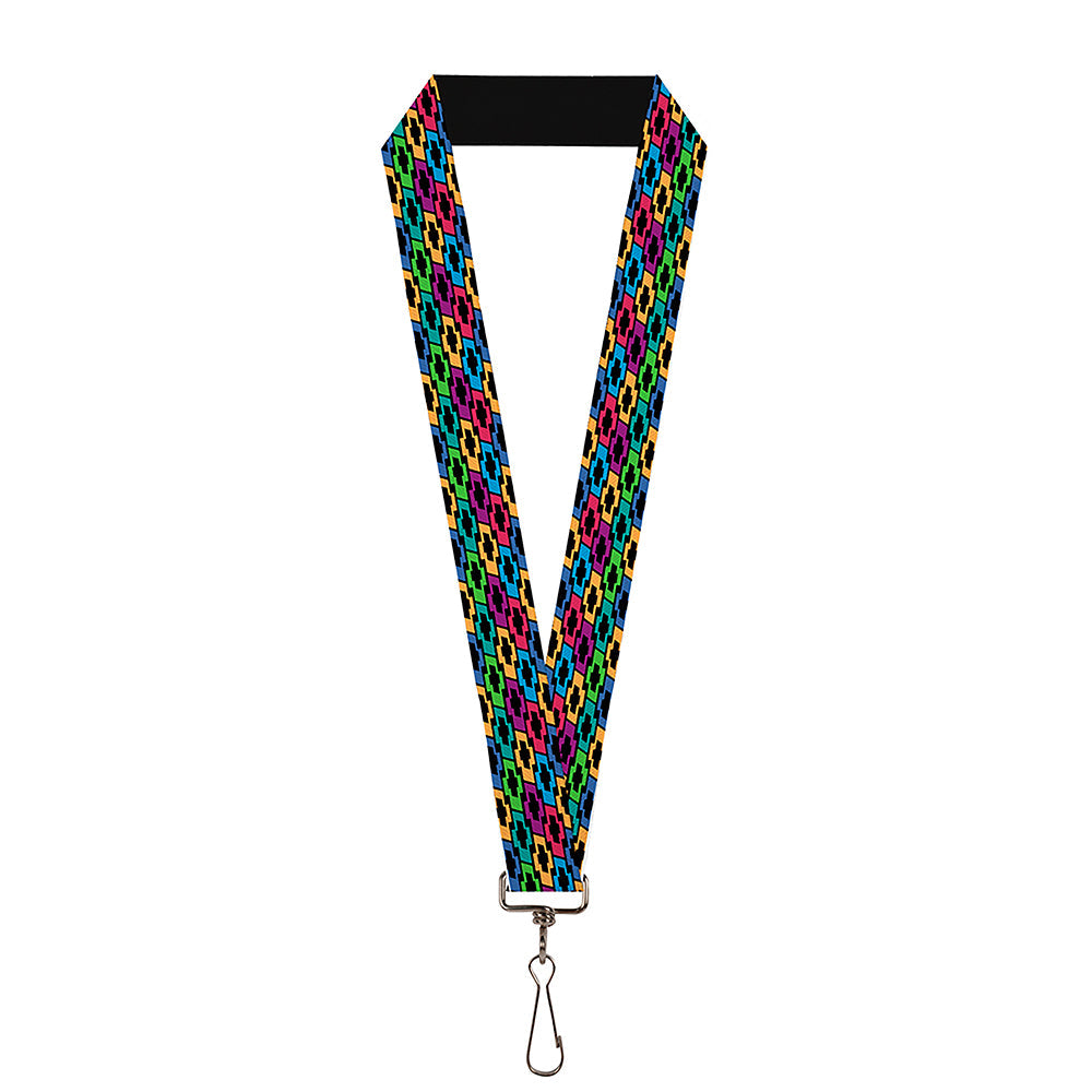 Chevy Bowtie 5-Row Black Multi Color Lanyard - 1.0"