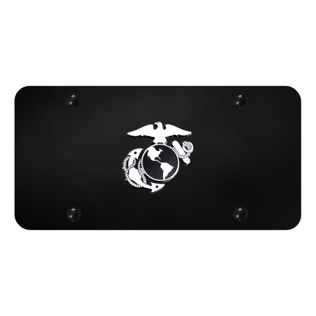 U.S.M.C. Insignia Plate - Chrome on Black | Camaro Store Online