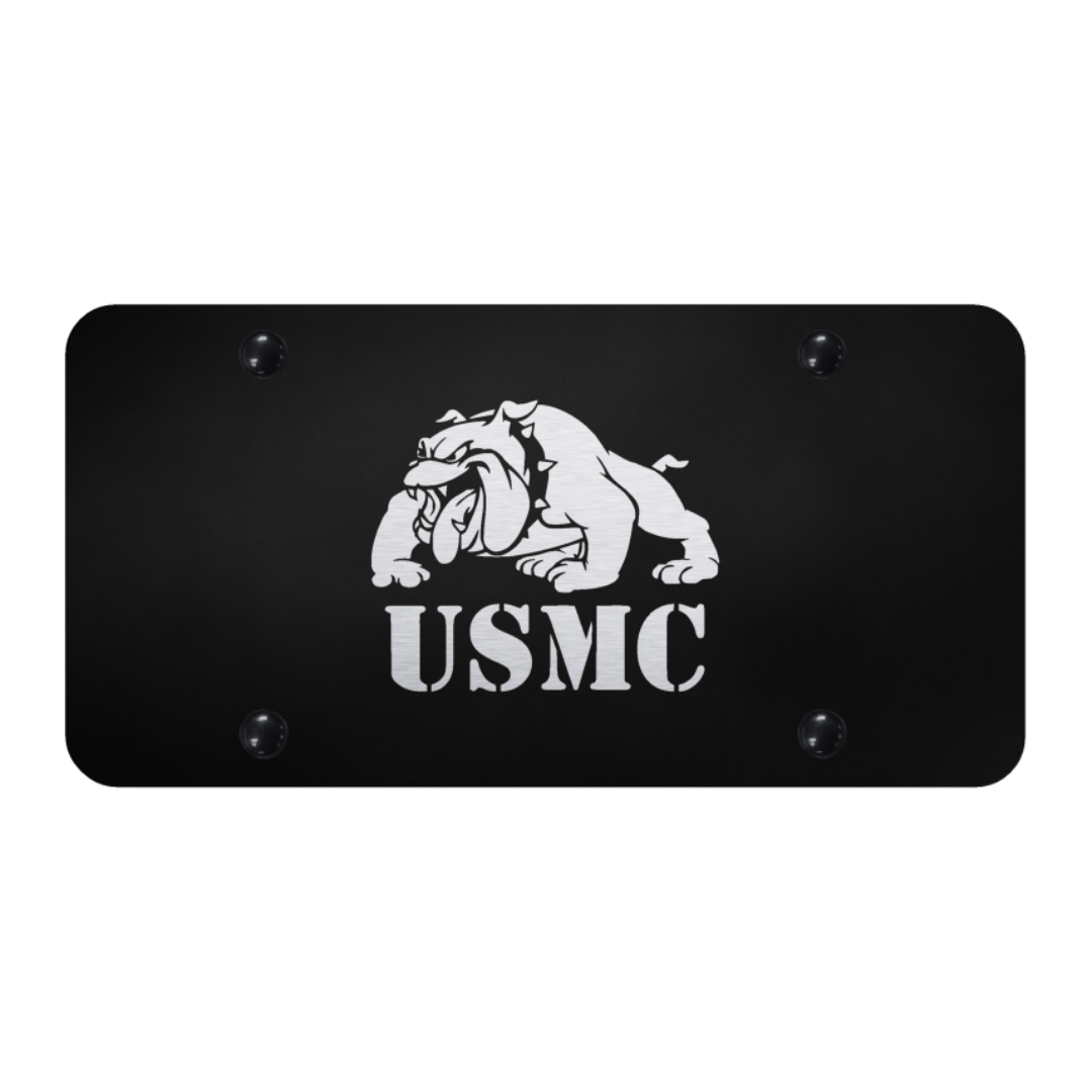 Au-Tomotive Gold U.S.M.C. Laser Etched License Plate – Rugged Black, Official Licensed
